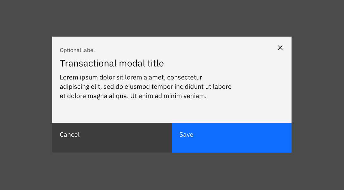 Example of cancel in a modal Example of cancel in a modal